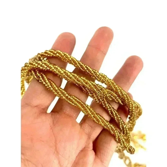 VTG Golden Yellow Mini Seed Bead Tassels - 2 Pc 60" Long Christmas Holiday Decor - Picture 4 of 8